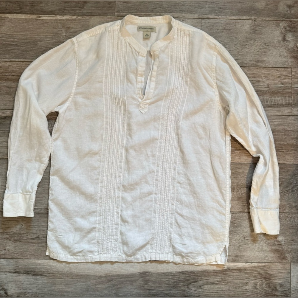 Banana Republic White Linen Blouse